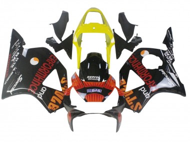 Custom 2002-2003 Honda CBR900RR 954 Motorcycle Fairings - Yellow Red Glossy Black Repsol Rossi