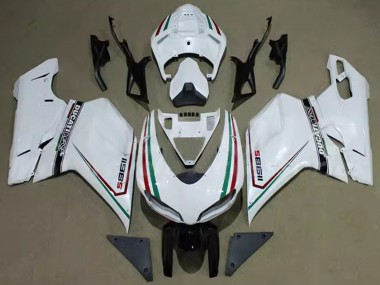 Custom 2007-2014 Ducati 1198 Motorcycle Fairings - White Red Green Black Corse