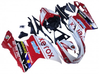Custom 2007-2014 Ducati 848/1098/1198 Motorcycle Fairings - White Red Glossy Black Valsir Xerox