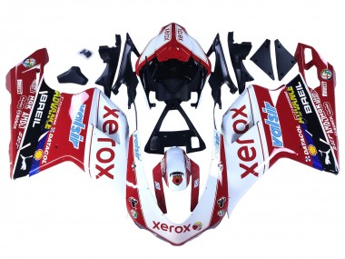 Custom 2007-2014 Ducati 848/1098/1198 Motorcycle Fairings - White Red Glossy Black Valsir Xerox