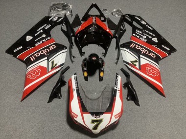 Custom 2007-2014 Ducati 848/1098/1198 Motorcycle Fairing Kits - White Red Glossy Black