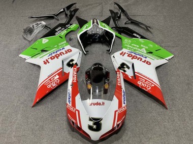 Custom 2007-2014 Ducati 848/1098/1198 Motorcycle Fairings - White Red Green Valsir 3