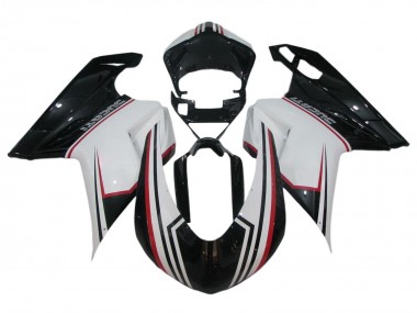 Custom 2007-2014 Ducati 848/1098/1198 Bike Fairings - White Red Glossy Black