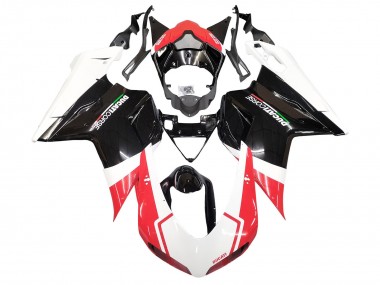Custom 2007-2014 Ducati 848/1098/1198 Motorcycle Fairings - White Red Glossy Black