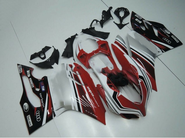 2011-2014 Ducati Panigale 899 Motorcycle Fairing - White Red Glossy Black