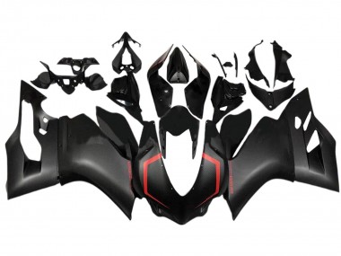 Custom 2015-2020 Ducati 1299 Motorcycle Fairings - Black Carbon Fiber Style Red
