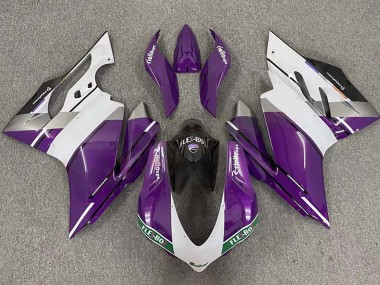 Custom 2015-2020 Ducati 959/1299 Motorcycle Fairings - Purple White Glossy Black Flex-Box