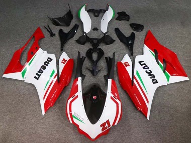 Custom 2015-2020 Ducati 959/1299 Motorcycle Fairings - White Red Green Glossy Black 21
