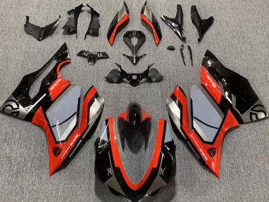 Custom 2015-2020 Ducati 959 Motorcycle Fairings - Silver Red Glossy Black