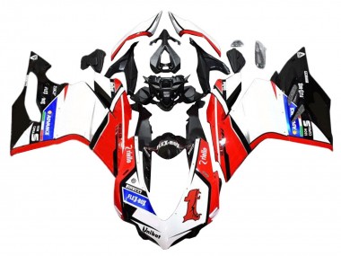 Custom 2015-2020 Ducati 959/1299 Motorcycle Fairings - White Red Glossy Black Unibat Flex-Box