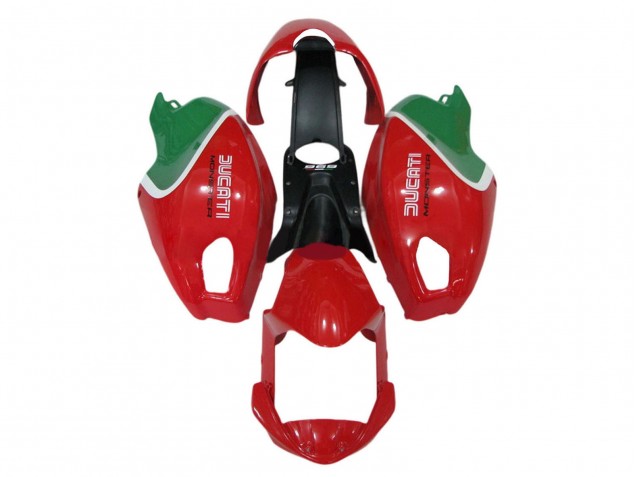 2008-2012 Ducati Monster 696 796 1100 1100S Motorcycle Fairings - Red White Green