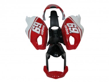 Custom 2008-2012 Ducati Monster 696 796 1100 1100S Motorcycle Fairings - White Red Glossy Black 69
