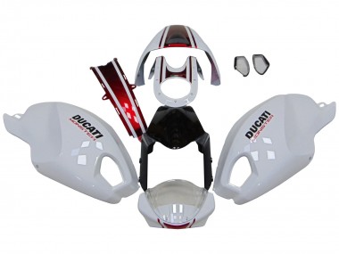 Custom 2008-2012 Ducati Monster 696 796 1100 1100S Motorcycle Fairings - White Red Glossy Black