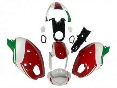 Custom 2008-2012 Ducati Monster 696 796 1100 1100S Motorcycle Fairing - White Red Green