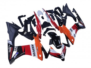 Custom 2013-2015 Honda CBR500R Motorcycle Fairings - Orange White Red Glossy Black Repsol 3