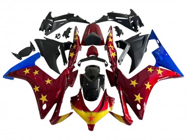 Custom 2013-2015 Honda CBR500R Motorcycle Fairings - Red Blue Yellow Star