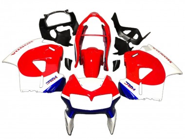 Custom 1998-2001 Honda VFR 800 Motorcycle Fairings - White Red Blue