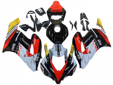 Custom 2004-2005 Honda CBR1000RR Motorcycle Fairings - Yellow Red White Glossy Red Bull Repsol HRC