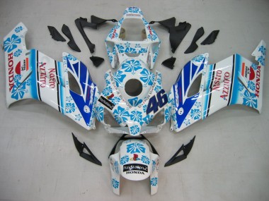 Custom 2004-2005 Honda CBR1000RR Motorcycle Fairings - White Blue Snow Nastro Azzurro 46