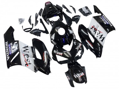 Custom 2004-2005 Honda CBR1000RR Motorcycle Fairings - Glossy Black White West