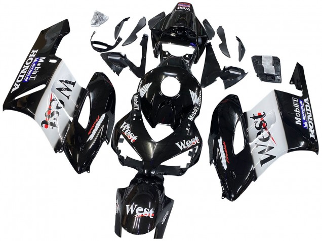 2004-2005 Honda CBR1000RR Motorcycle Fairings - Glossy Black White West