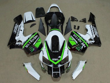 Custom 2003-2004 Honda CBR600RR Motorcycle Fairings - White Green Glossy Black Monster