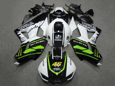 Custom 2009-2012 Honda CBR600RR Motorcycle Fairings - White Green Glossy Black Semakin Didepan Monster 46