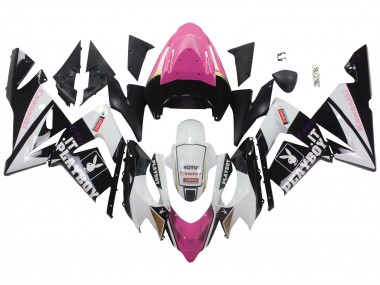 Custom 2004-2005 Kawasaki ZX10R Motorcycle Fairings - Black Pink White Playboy Motul
