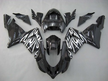 Custom 2004-2005 Kawasaki ZX10R Motorcycle Fairings - Black White