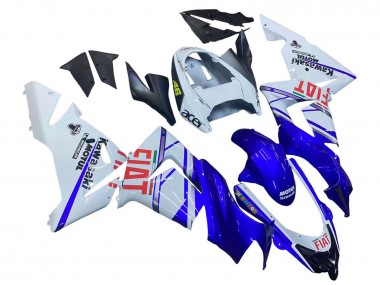 Custom 2004-2005 Kawasaki ZX10R Motorcycle Fairings - Glossy Blue White Fiat Motul