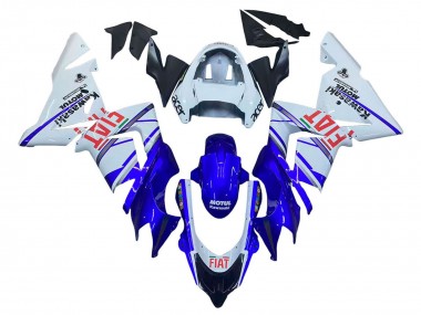 Custom 2004-2005 Kawasaki ZX10R Motorcycle Fairings - Glossy Blue White Fiat Motul