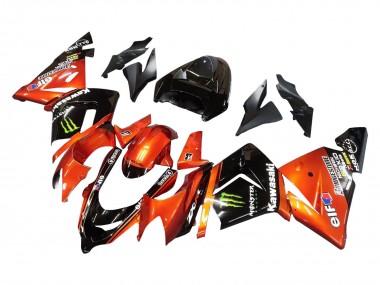 Custom 2004-2005 Kawasaki ZX10R Motorcycle Fairings - Burnt Orange Black Monster Elf