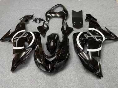 Custom 2006-2007 Kawasaki ZX10R Motorcycle Fairings - Glossy Black White Circle