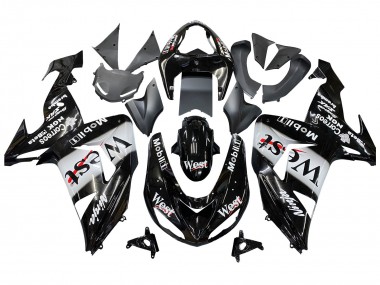 Custom 2006-2007 Kawasaki ZX10R Motorcycle Fairings - Glossy Black White West