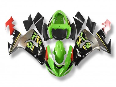 Custom 2006-2007 Kawasaki ZX10R Motorcycle Fairings - Green Grey Red Black Yellow
