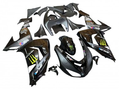 Custom 2006-2007 Kawasaki ZX10R Motorcycle Fairings - Grey Yellow Glossy Black Monster Elf