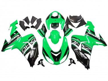Custom 2006-2007 Kawasaki ZX10R Motorcycle Fairing Kits - Green White Black