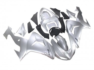 Custom 2006-2007 Kawasaki ZX10R Motorcycle Fairings - Silver Black Ninja