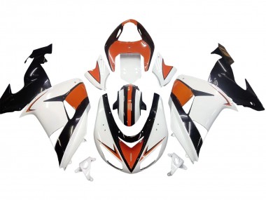 Custom 2006-2007 Kawasaki ZX10R Motorcycle Fairings - White Orange Black