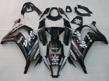 Custom 2011-2015 Kawasaki ZX10R Motorcycle Fairings - Glossy Black White Elf Snow Decal