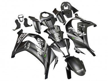 Custom 2011-2015 Kawasaki ZX10R Motorcycle Fairings - Matte Black Green Elf