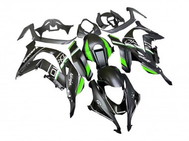 Custom 2016-2020 Kawasaki ZX10R Motorcycle Fairings - Matte Black Green White Ninja