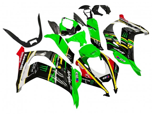 2016-2020 Kawasaki ZX10R Motorcycle Fairings - Green Yellow Red Black Elf Monster