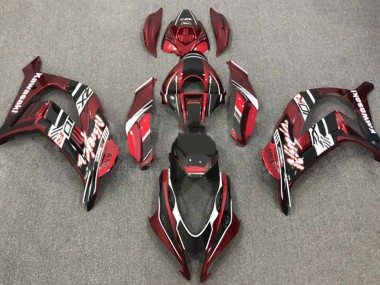 Custom 2016-2020 Kawasaki ZX10R Motorcycle Fairings - Maroon Red White Glossy Black
