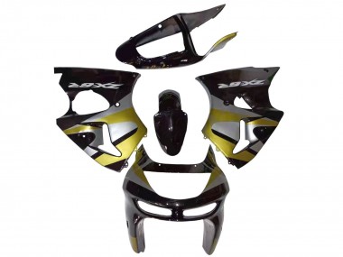 Custom 1998-1999 Kawasaki ZX6R Motorcycle Fairings - Glossy Black Silver Yellow