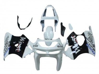 Custom 1998-1999 Kawasaki ZX6R Motorcycle Fairings - White Black West Mobil