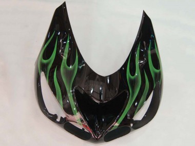 Custom 2006-2011 Kawasaki ZX14R ZZR1400 Motorcycle Fairing - Glossy Black Green Flame