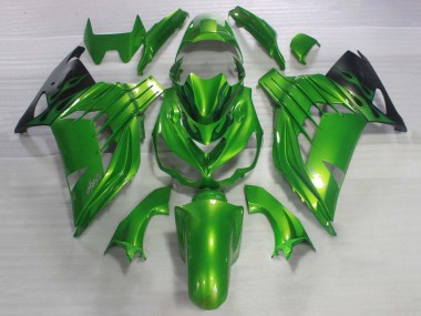 Custom 2006-2011 Kawasaki ZX14R ZZR1400 Bike Fairings - Green Glossy Black