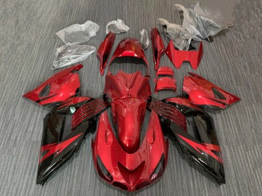 Custom 2006-2011 Kawasaki ZX14R ZZR1400 Motorcycle Fairing - Red Glossy Black