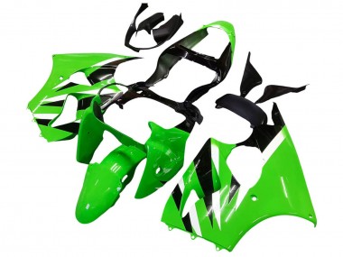 Custom 2000-2002 Kawasaki ZX6R Motorcycle Fairings - Green White Black